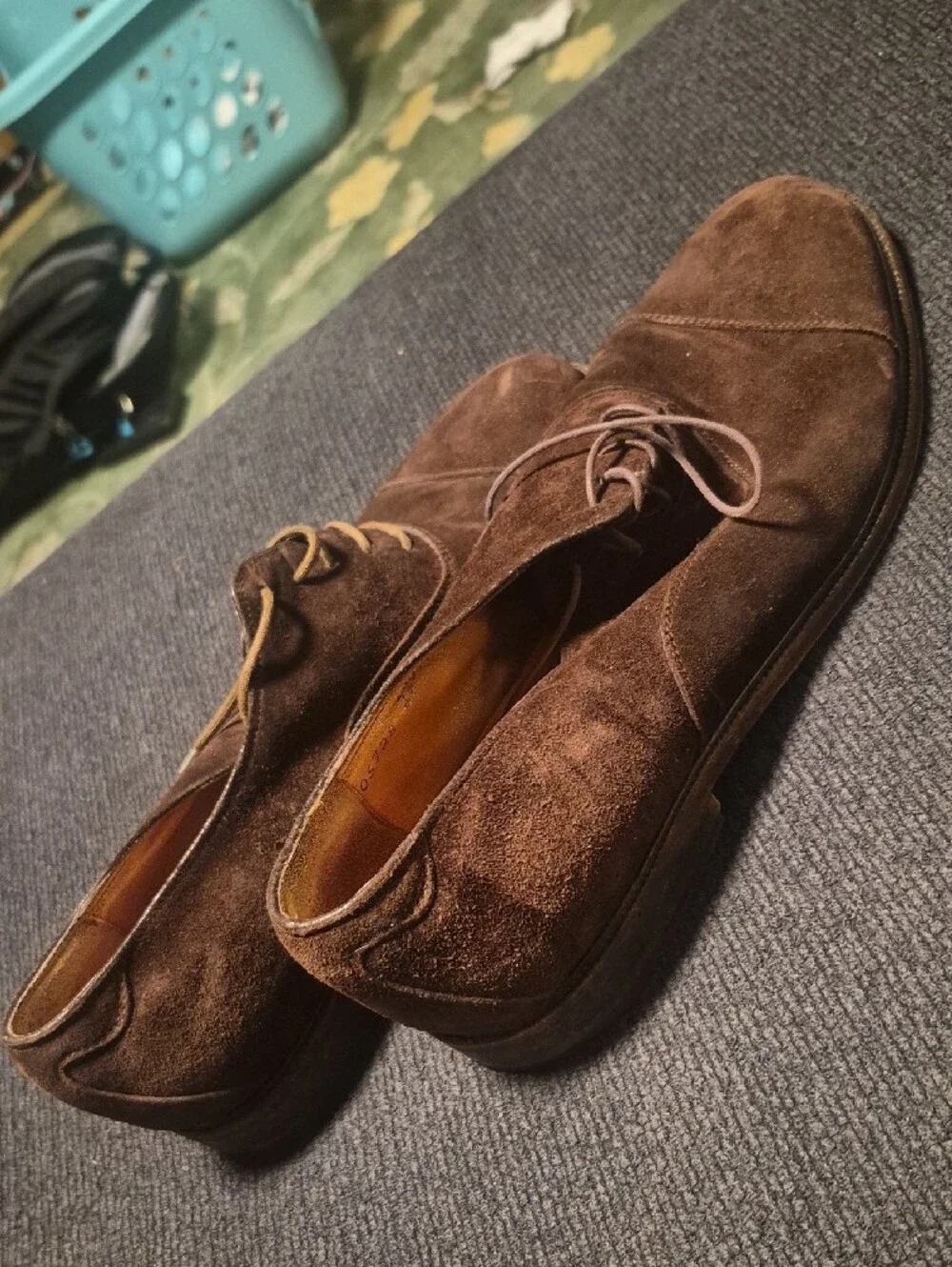 Men's Brown Suede Lace-Up Oxford Shoes